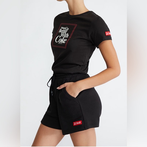 Puma x Woman’s Coca-Cola High Waisted Sweat Shorts with Pockets     Medium   NWT - Picture 2 of 12